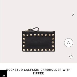Valentino rockstud calfskin cardholder with zipper